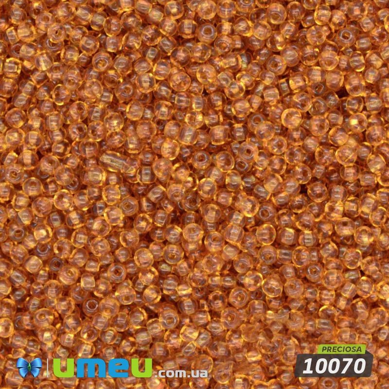 Бисер чешский 13/0, №10070, Янтарный, Прозрачный (BIS-019776)