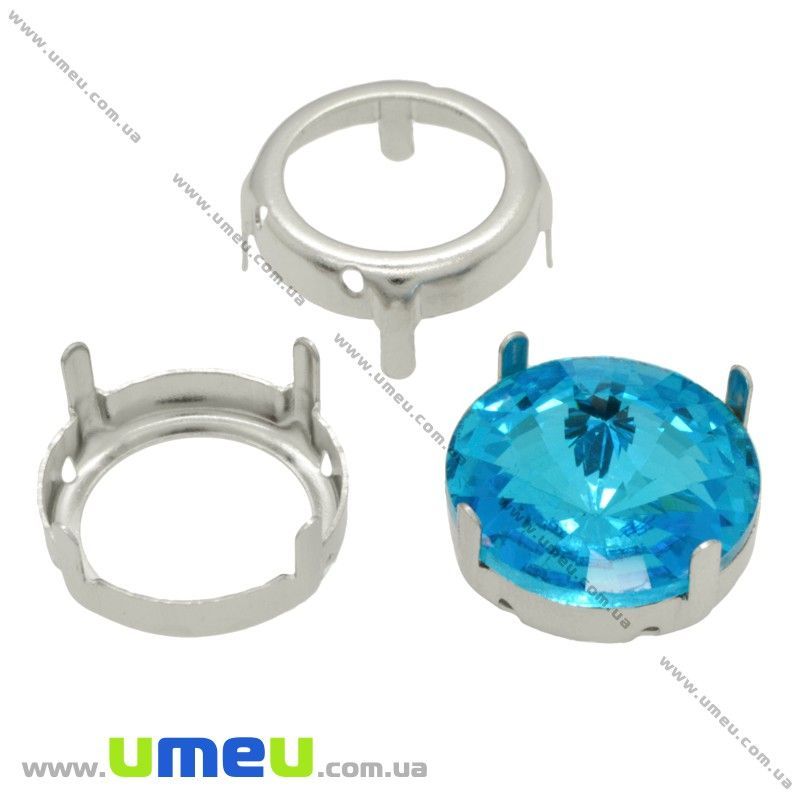 Оправа-цапи під Ріволі Кругла, 18 мм, Темне срібло (OSN-018520)