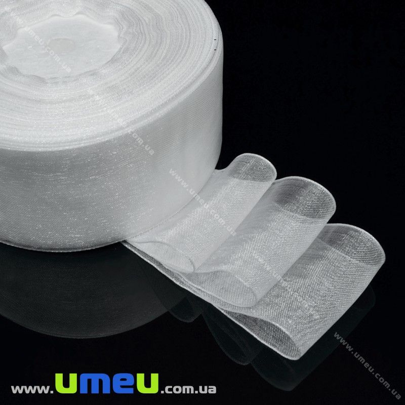 Лента из органзы, 40 мм, Белая (LEN-016601)