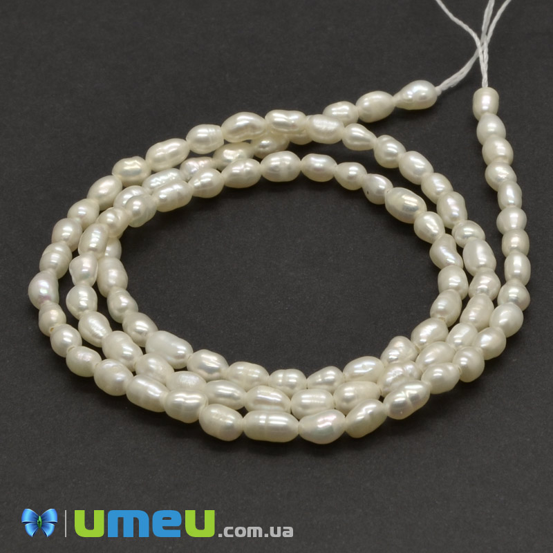 Намистина натуральний камінь Перли річкові молочні Рис, 3-5x2-3 мм (BUS-039403)