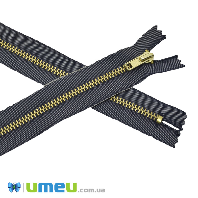 Блискавка брючна металева нероз'ємна, 18 см, Тип 4, Джинсова, Золото (ZIP-045381)