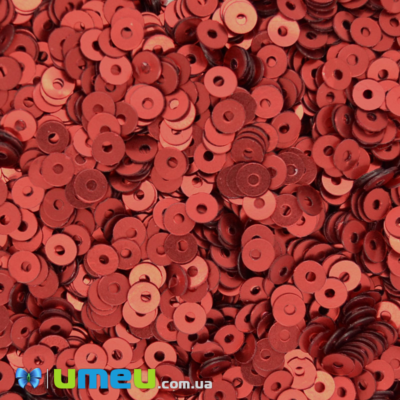 Пайетки Индия круглые плоские, 4 мм, Красные (PAI-041806)