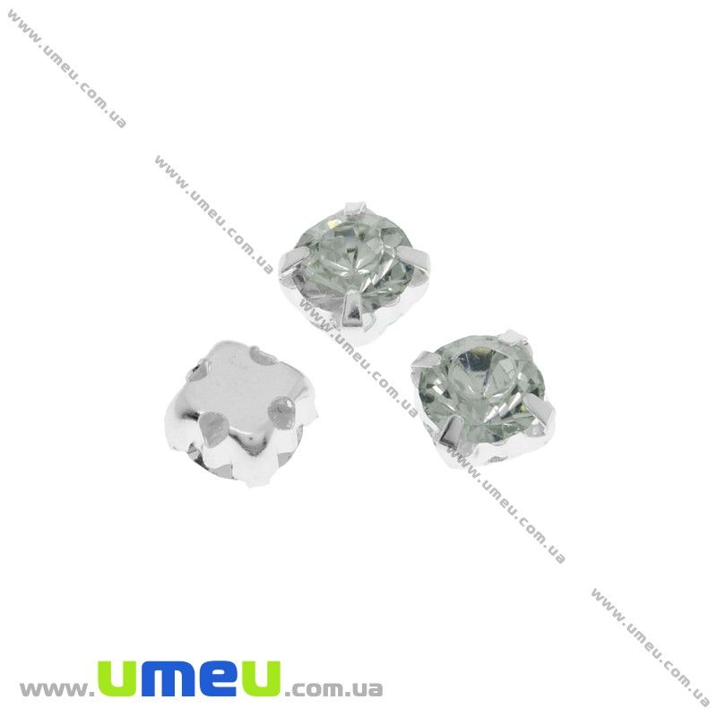 Шатон, пластиковий страз в цапах, 5,2 мм, Білий (STR-030066)