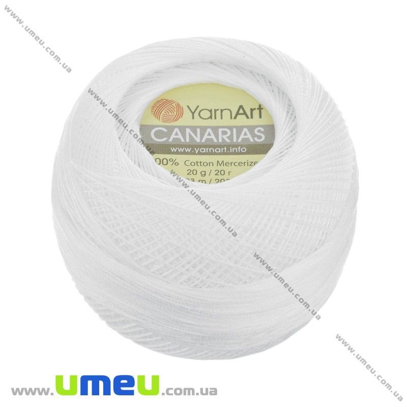 Пряжа YarnArt Canarias 20 г, 203 м, Белая 1000 (YAR-022923)
