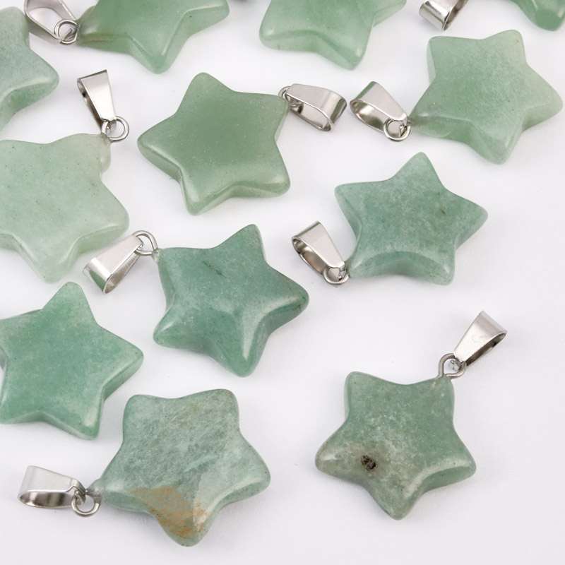 Подвеска Звезда, Натур. камень Авантюрин зеленый, 23х20 мм (POD-037484)