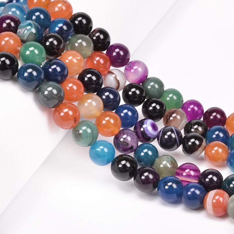 Бусины Агат разноцветный, Натур. камень, 10 мм, Круглые (BUS-051622)