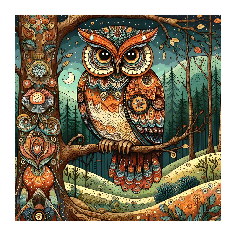 Набор алмазной живописи на подрамнике 30х30 см, Мудрая птица (SXM-056357)