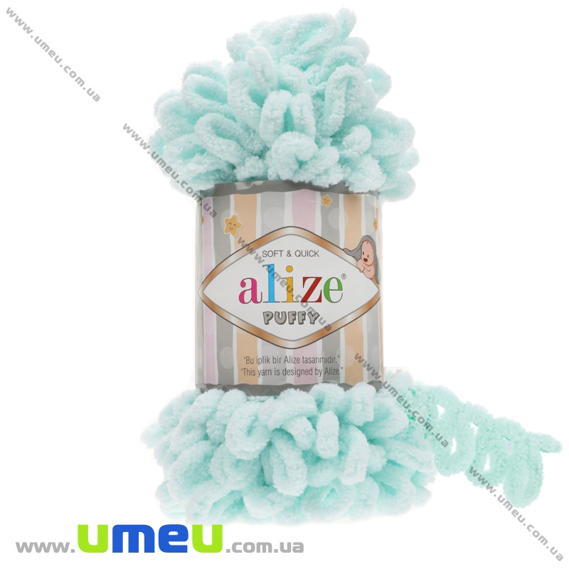 Пряжа Alize Puffy 100 г, 9,2 м, М'ятна світла 15 (YAR-034945)