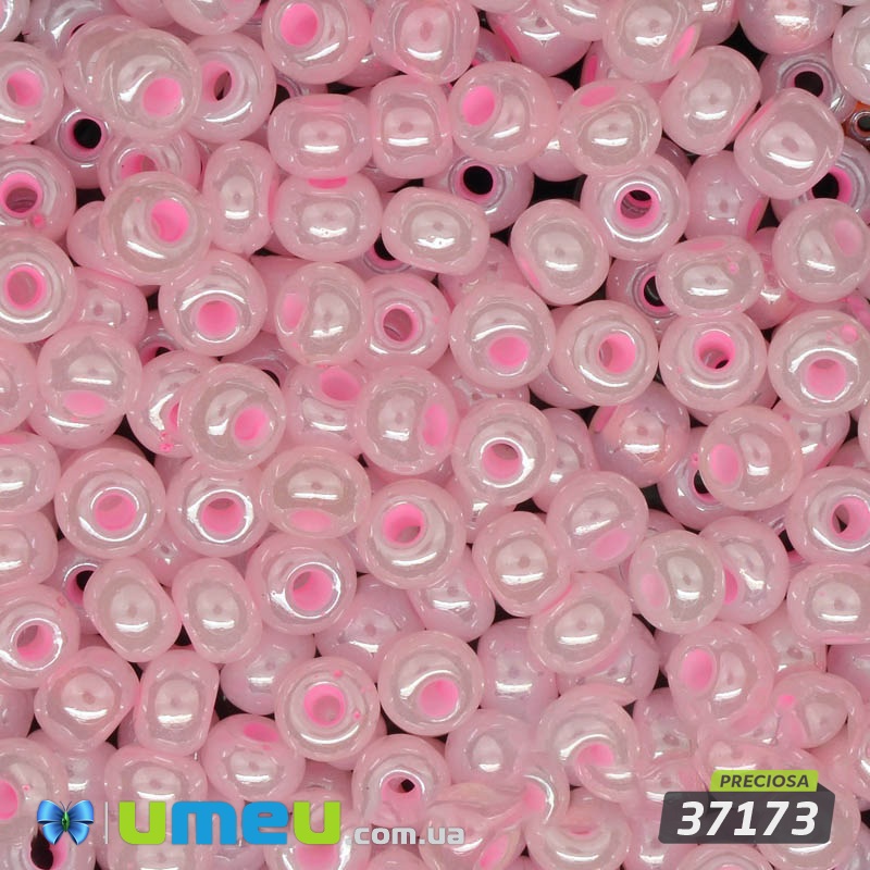 Бісер чеський 4/0, №37173, Рожевий світлий, Перламутровий (BIS-034277)