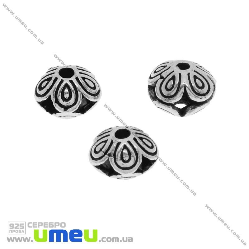 Намистина Чорнене срібло (925 проба), 7х5 мм (SER-010001)