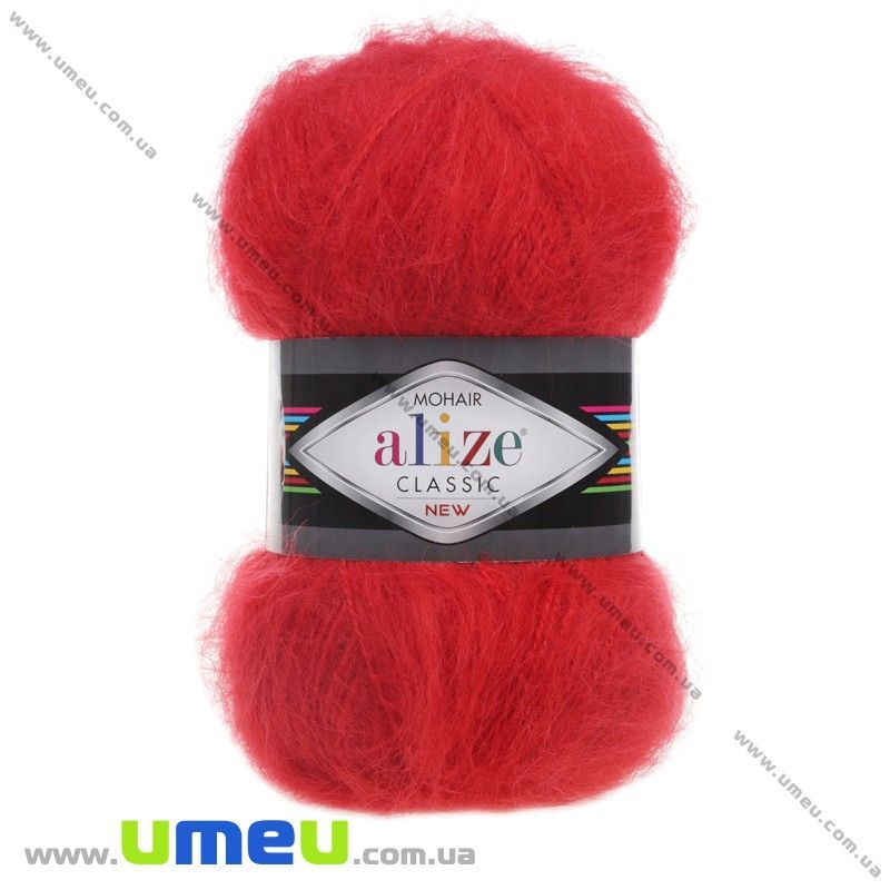 Пряжа Alize Mohair Classic 100 г, 200 м, Красная 56 (YAR-029586)