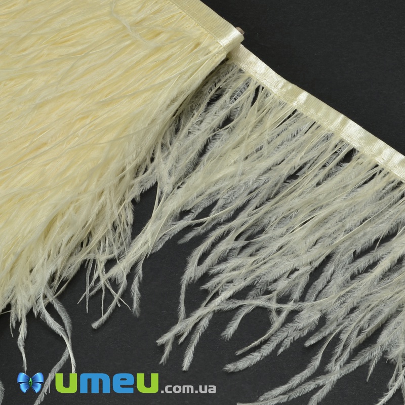 Пір'я страуса на стрічці, 10-15 см, Кремові (PER-038913)
