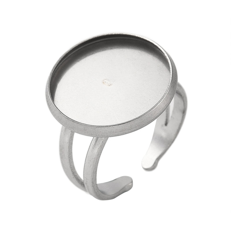 Каблучка з нерж. сталі під кабошон 12 мм, Темне срібло (OSN-060533)