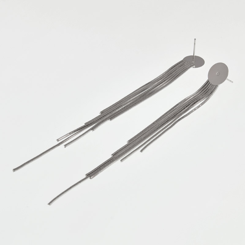 Пусети майданчиком 10 мм і ланцюжками, Латунь з покриттям Родій (STL-061309)