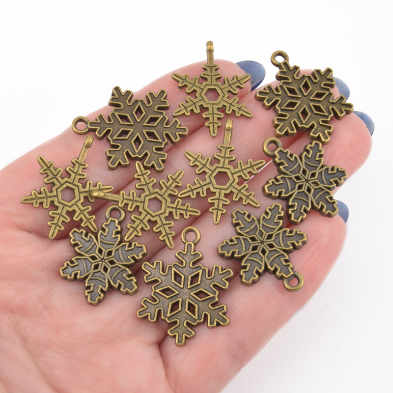Набір підвісок метал. Сніжинки, Антична бронза (POD-060740)