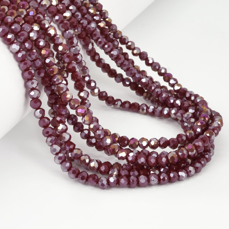 Намистини ронделі, 4х3 мм, Бордові АВ (BUS-057197)