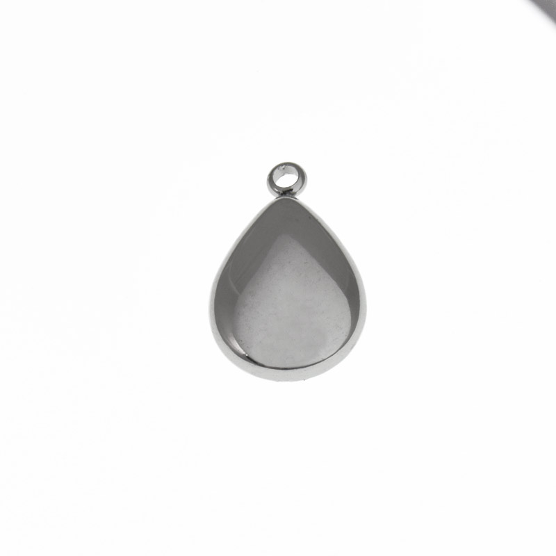 Підвіска з нерж. сталі Крапля, 17,2х11,2 мм, Темне срібло (STL-060676)
