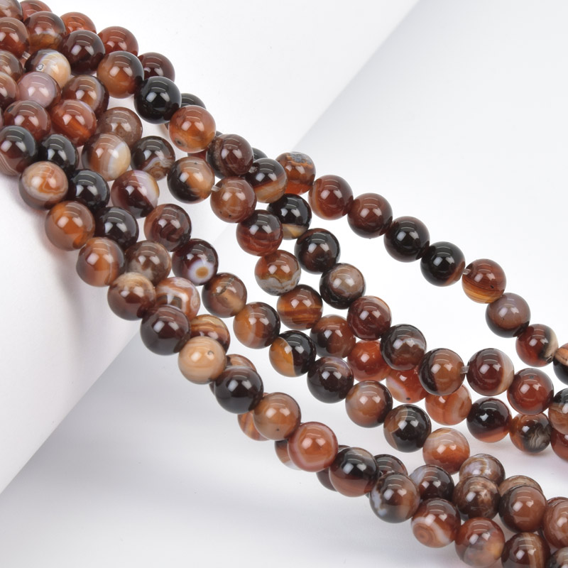 Бусины Агат коричневый, Натур. камень, 6 мм, Круглые, 18 см (BUS-058047)