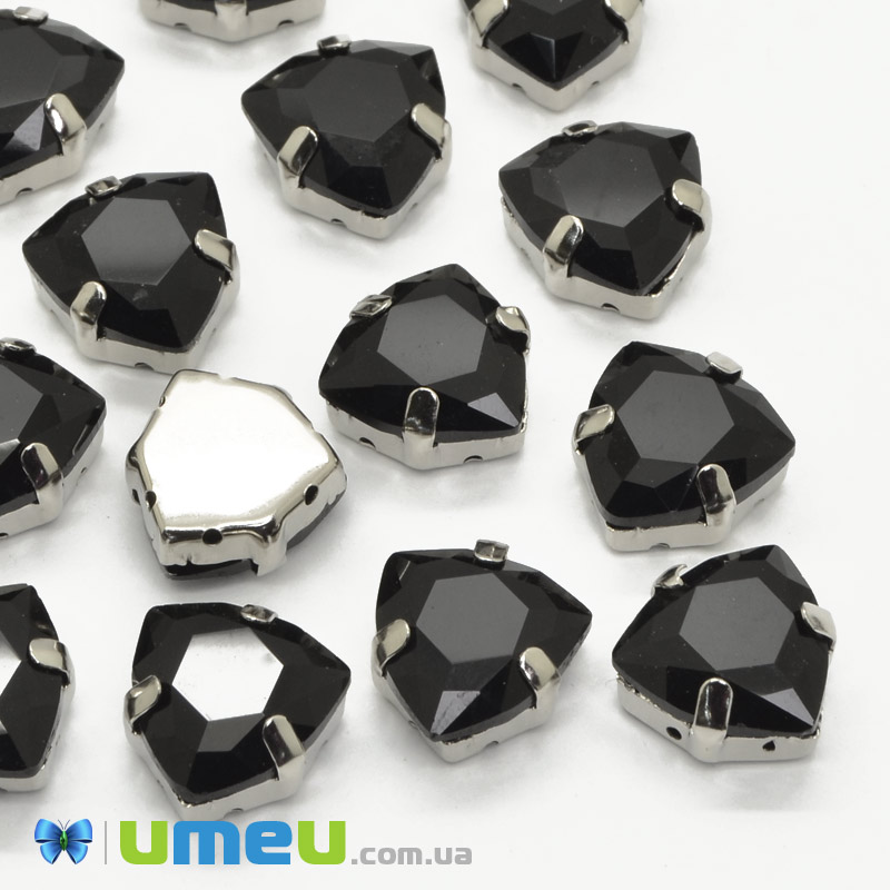 Шатон триллиант К9 12,5х12 мм, Темное серебро, Черный (KAB-041002)