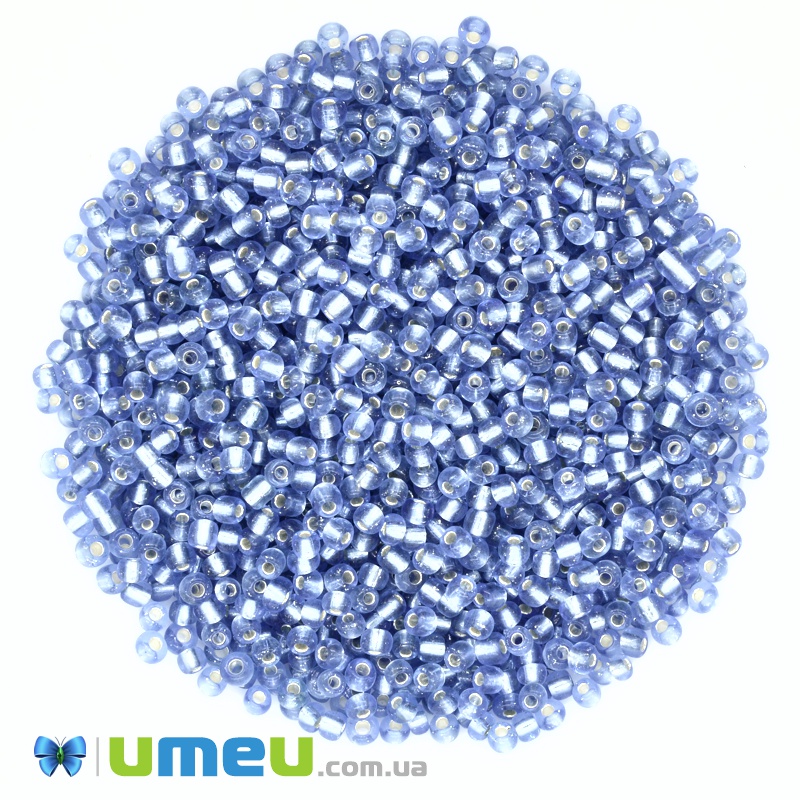 Бісер китайський середній, 8/0, Блакитний блискучий, 3 мм (BIS-037672)