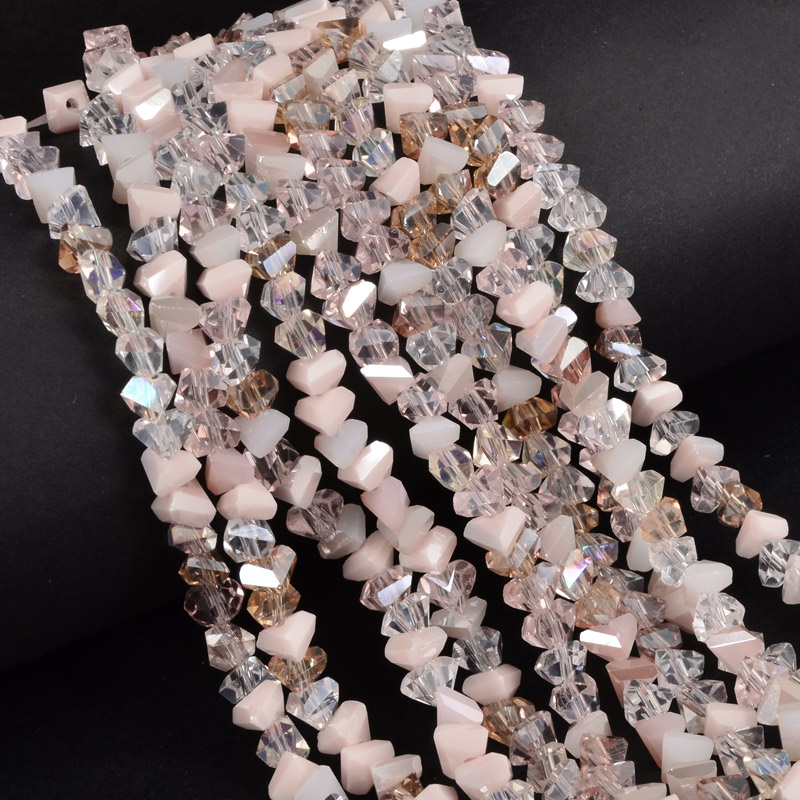 Бусины стеклянные скол (крошка), 6 мм, Персиковые (BUS-044139)