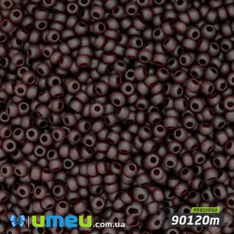 Бісер чеський №102m/90120m, Бордо, Прозорий матовий, 10/0 (BIS-013083)