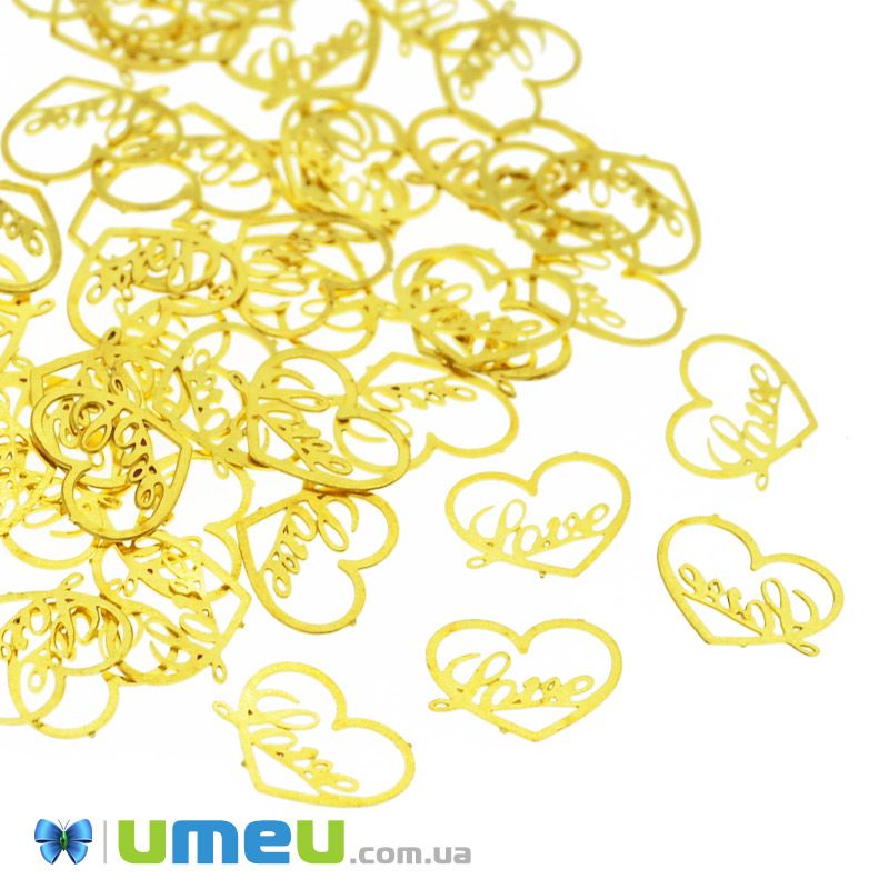 Декоративний елемент Серце, 5х4х0,1 мм, Золото (DIF-047136)