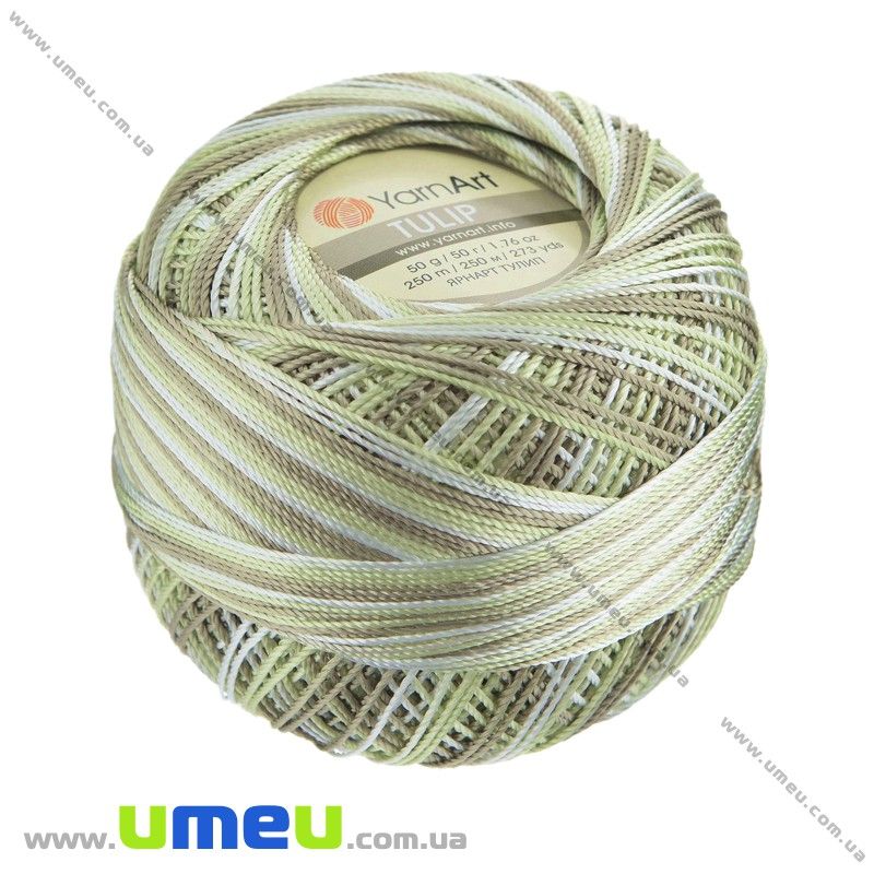 Пряжа YarnArt Tulip 50 г, 250 м, Меланж Оливковая 451 (YAR-029510)