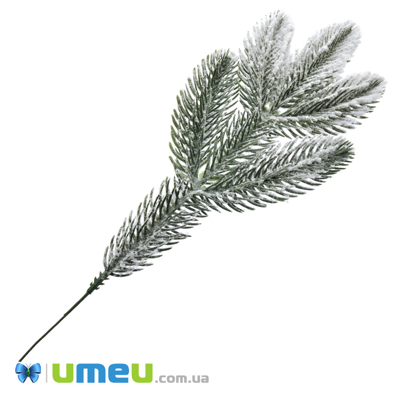 Гілка ялинки в снігу, Зелена, 23-24 см (DEC-047424)
