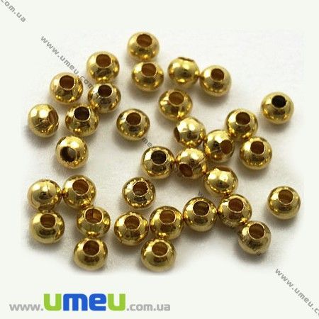 Бусина мет. круглая, 3,2 мм, Золото (BUS-007468)