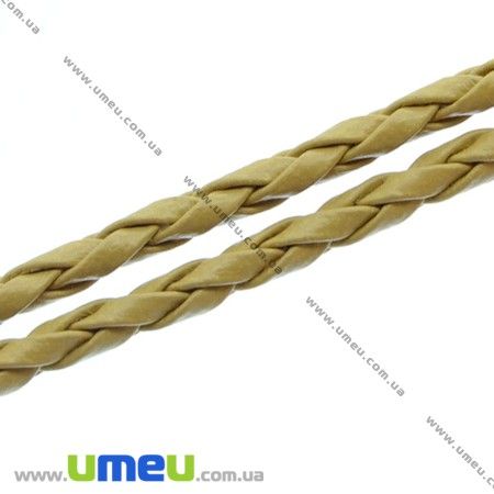 Плетенный искусственный кожаный шнур, Светло-коричневый, 3 мм (LEN-007365)