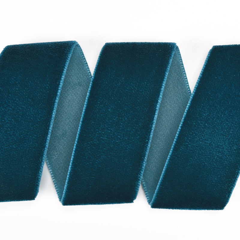 Лента бархатная, 25 мм, Морская волна (LEN-061430)