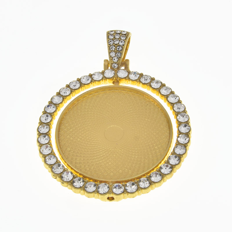 Основа круглая вращающаяся со стразами, 54х42 мм, 30 мм, Золото (OSN-059441)