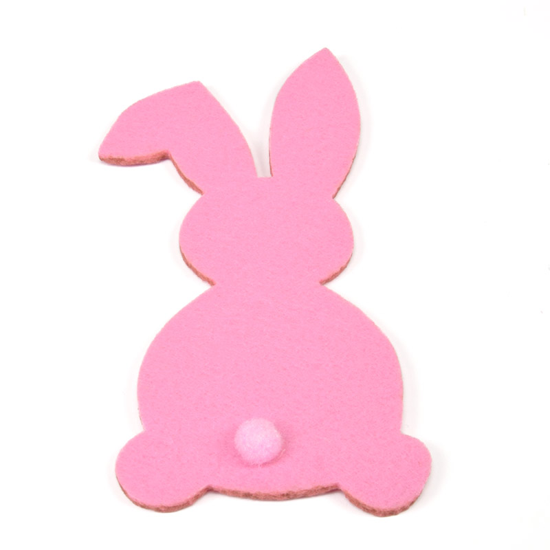 Декоративное изделие из фетра Зайчик с хвостиком, 12х6 см, Розовый (FLT-057294)