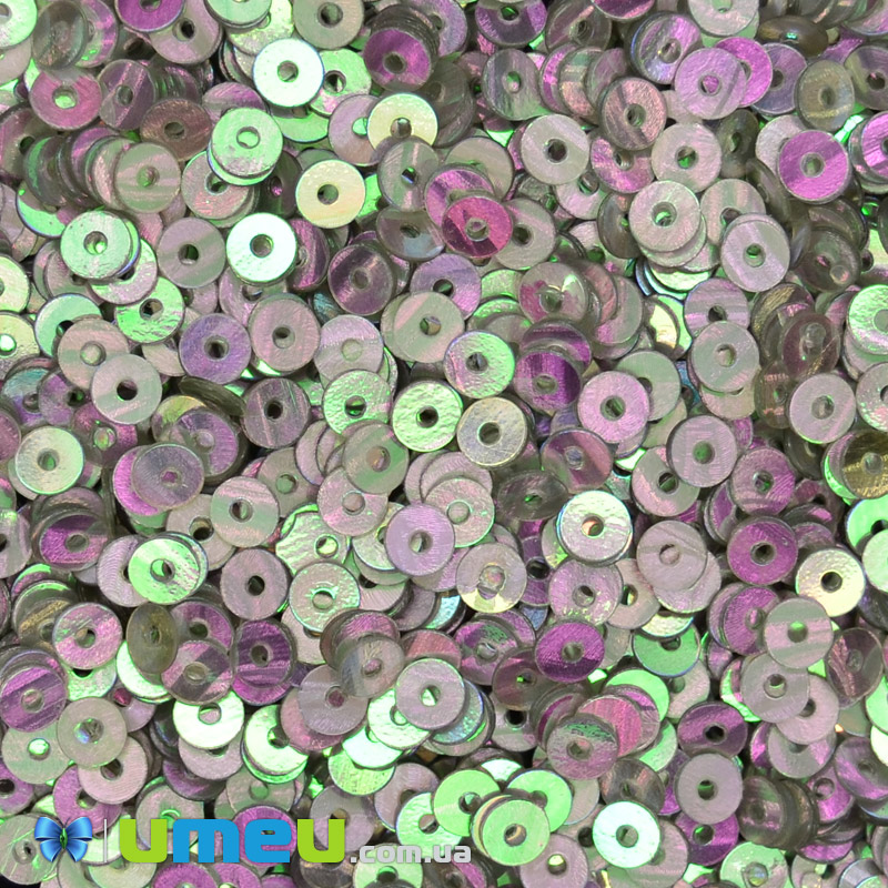 Пайетки Индия круглые плоские, 4 мм, Серебристые АВ (PAI-041802)