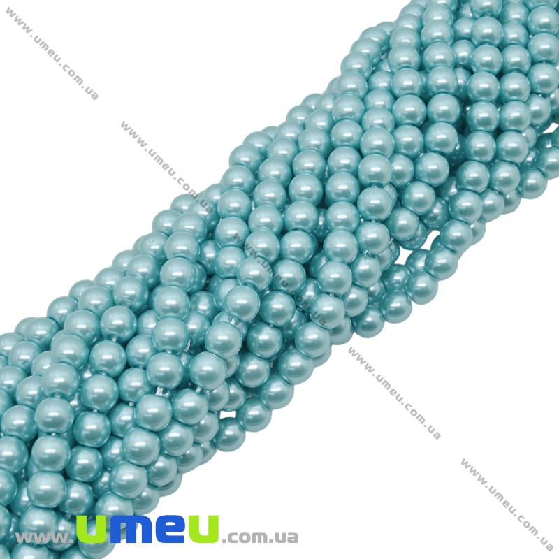 Намистини скляні Перли Premium, 6 мм, Блакитні, Круглі (BUS-034131)