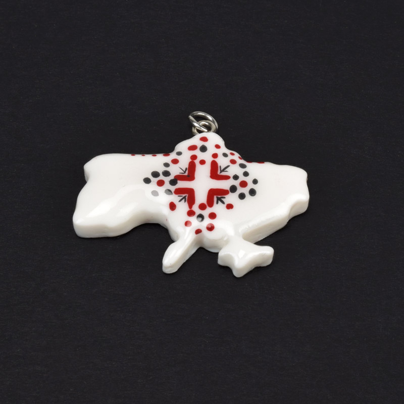 Підвіска Карта України з полімерної глини, 32х26 мм, З малюнком (POD-059389)