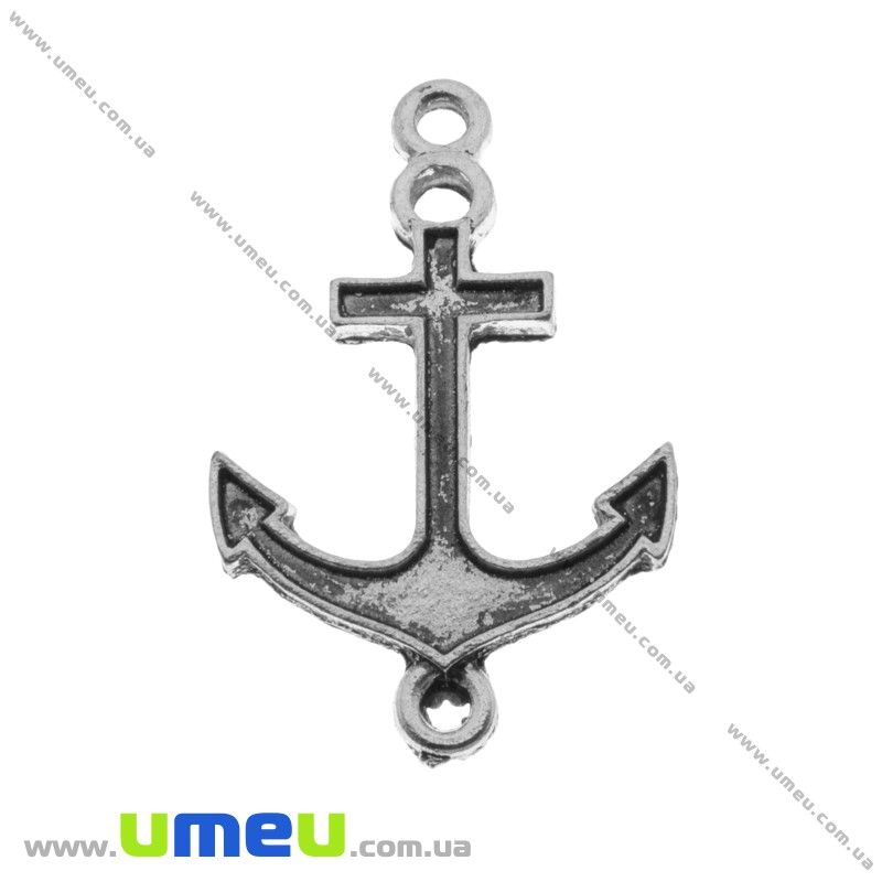 Коннектор металлический Якорь, 31х20 мм, Античное серебро (KON-001342)