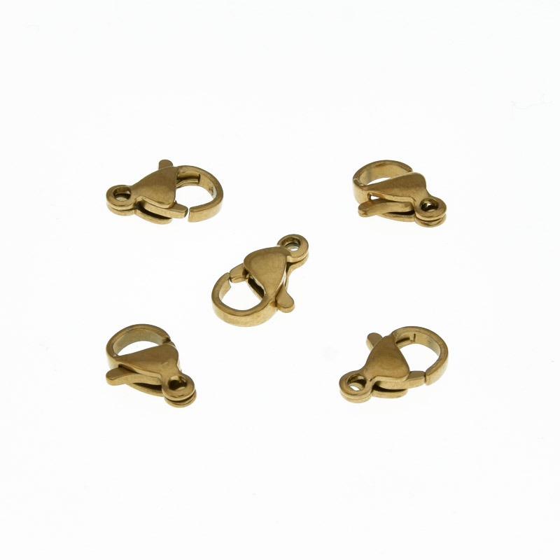 Замки-карабіни з нержавіючої сталі, 11х7 мм, Золото (STL-057070)