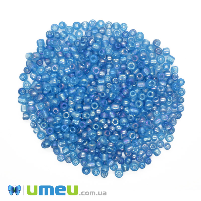 Бісер китайський великий, 6/0, Блакитний АВ прозорий, 4 мм (BIS-000615)