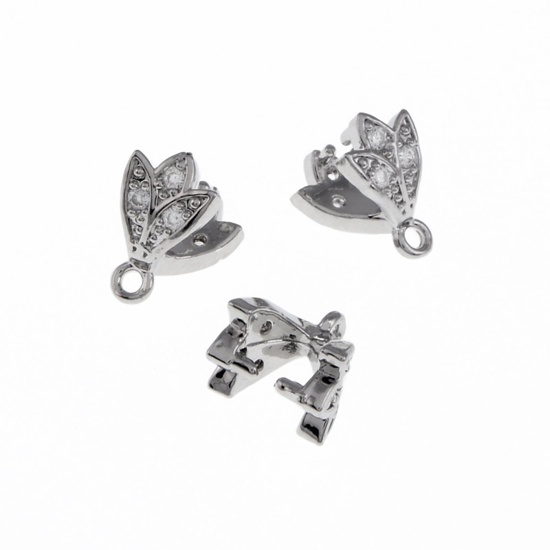 Тримач для кулона, 9х6 мм, Стрази куб. цирконій, Темне срібло (OSN-055659)