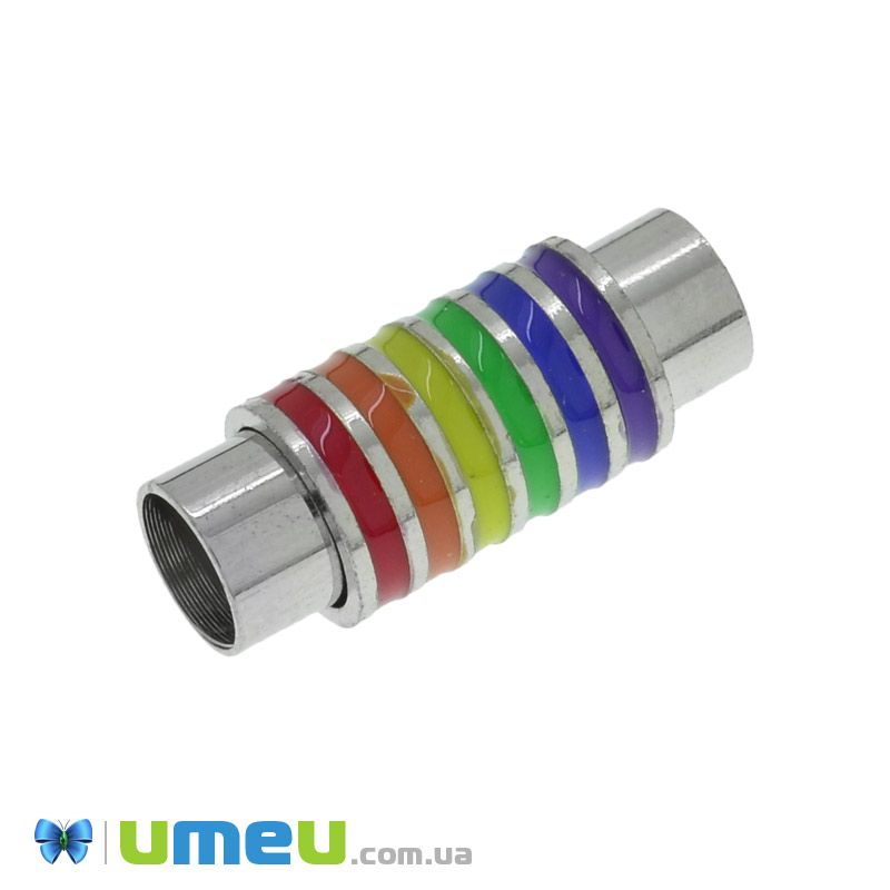 Замок магнітний для вклеювання шнура, Темне срібло, 22х9 мм (ZAM-039616)