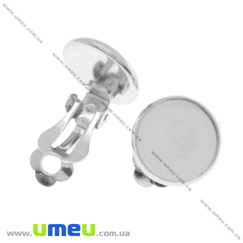 Кліпси під кабошон 12 мм, Темне срібло, 16х14 мм (OSN-018214)