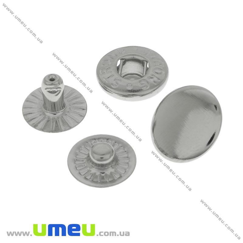 Кнопка альфа (пробивная) металлическая, Темное серебро, 12 мм (SEW-023992)