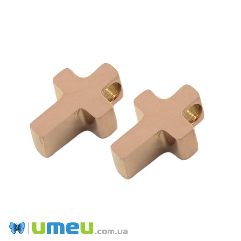 Намистина з нержавіючої сталі Хрест, 8х5 мм, Рожеве золото (STL-044581)