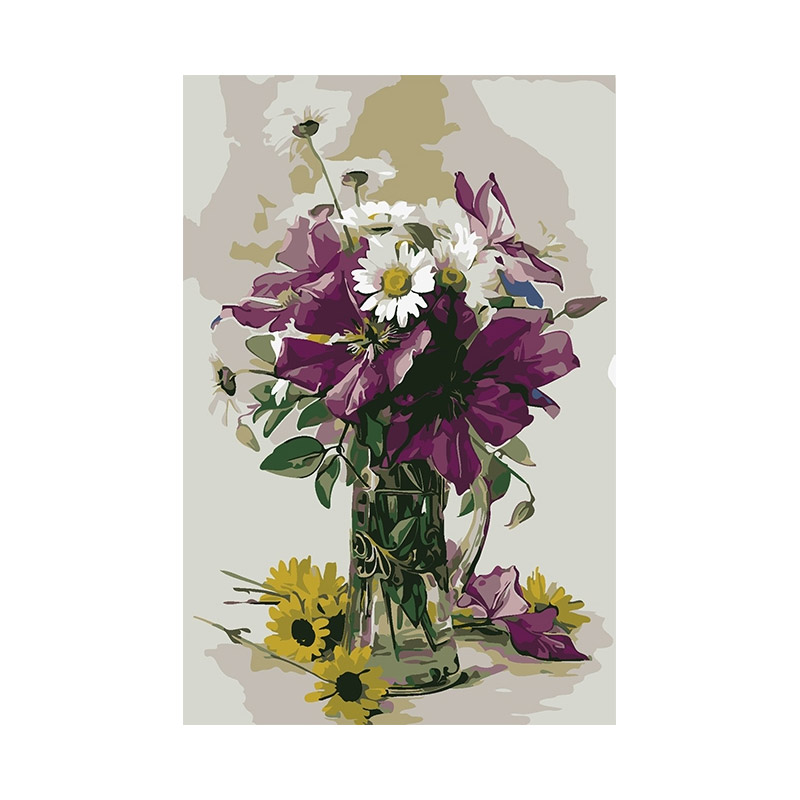 Картина за номерами 20х30 см, Клематис та ромашки (SXM-051535)