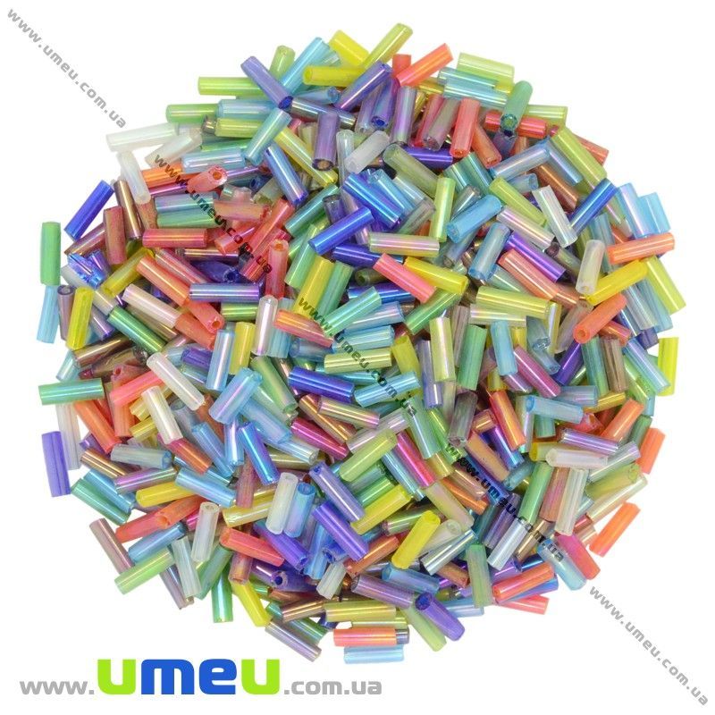 Бисер китайский стеклярус, 6 мм, Микс перламутровый (BIS-012057)