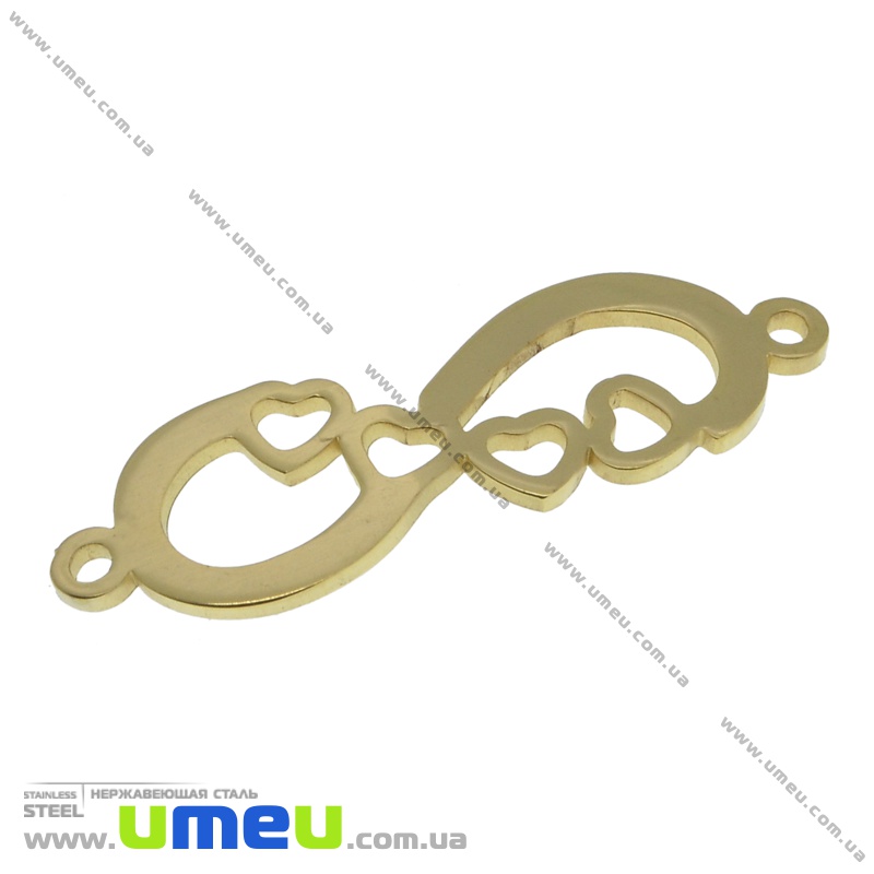 Коннектор из нерж. стали Бесконечность, 32х10 мм, Золото (STL-036528)