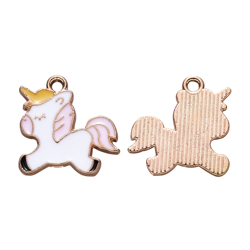 Підвіска метал. Єдиноріг біло-рожевий, 18х18 мм, Золото (POD-053611)