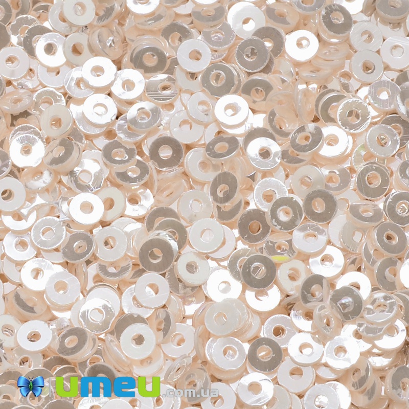 Паєтки Індія круглі плоскі, 2,5 мм, Персикові (PAI-037618)